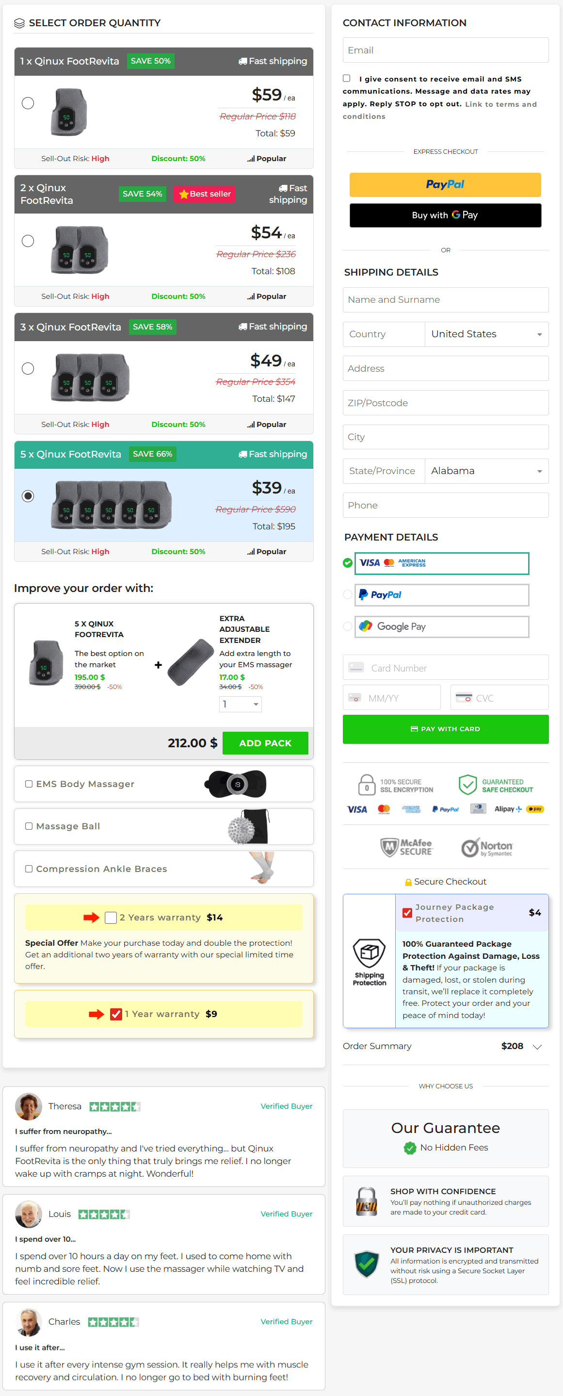 FootRevita secure checkout page